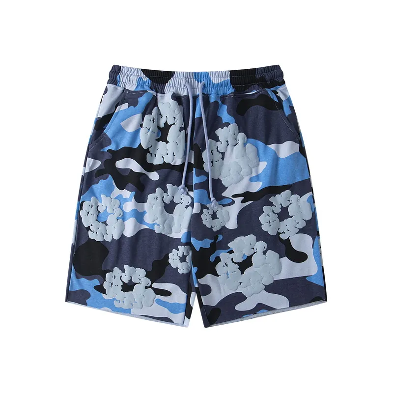 D317# DENIM TEARS Kapok European and American trendy brand high quality foam flocking camouflage printed short-sleeved suit Color Camouflage blue Camouflage powder Camouflage gray Camouflage apricot Camouflage green Size S-XL
